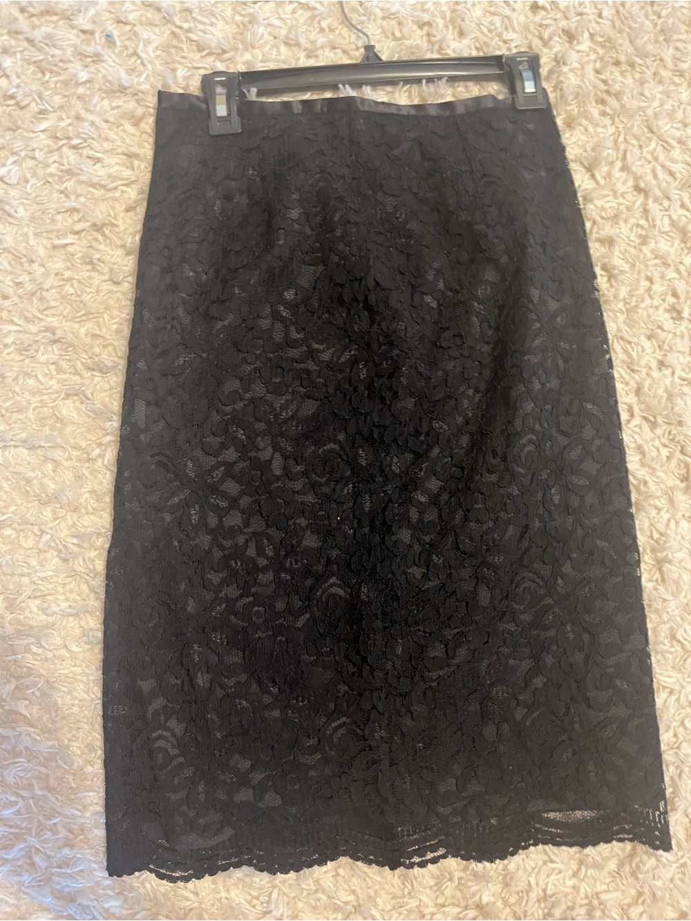 LOFT Black Floral Lace Pencil Skirt